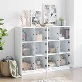 Boekenkast met deuren 136x37x109 cm bewerkt hout wit - AllerleiShop