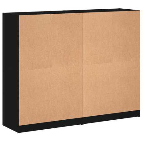 Boekenkast met deuren 136x37x109 cm bewerkt hout zwart - AllerleiShop