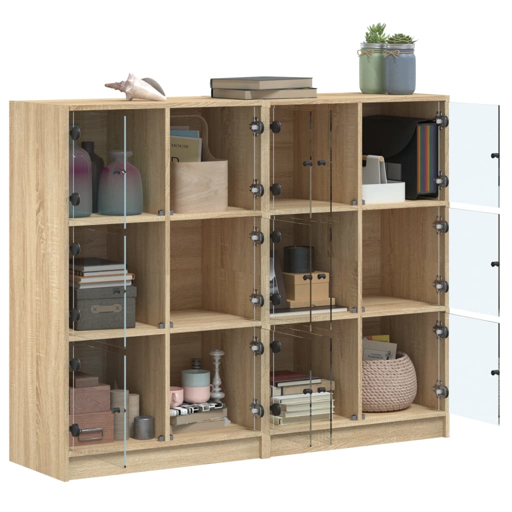 Boekenkast met deuren 136x37x109 cm hout sonoma eikenkleurig - AllerleiShop