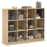 Boekenkast met deuren 136x37x109 cm hout sonoma eikenkleurig - AllerleiShop