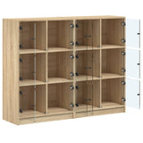 Boekenkast met deuren 136x37x109 cm hout sonoma eikenkleurig - AllerleiShop