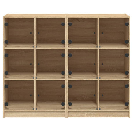 Boekenkast met deuren 136x37x109 cm hout sonoma eikenkleurig - AllerleiShop