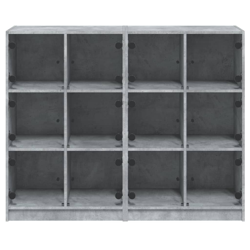 Boekenkast met deuren 136x37x109 cm bewerkt hout betongrijs - AllerleiShop