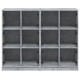 Boekenkast met deuren 136x37x109 cm bewerkt hout betongrijs - AllerleiShop