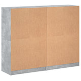 Boekenkast met deuren 136x37x109 cm bewerkt hout betongrijs - AllerleiShop