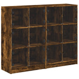 Boekenkast met deuren 136x37x109 cm hout gerookt eikenkleurig - AllerleiShop