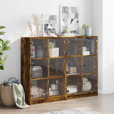 Boekenkast met deuren 136x37x109 cm hout gerookt eikenkleurig - AllerleiShop