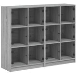 Boekenkast met deuren 136x37x109 cm hout grijs sonoma eiken - AllerleiShop