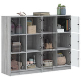 Boekenkast met deuren 136x37x109 cm hout grijs sonoma eiken - AllerleiShop