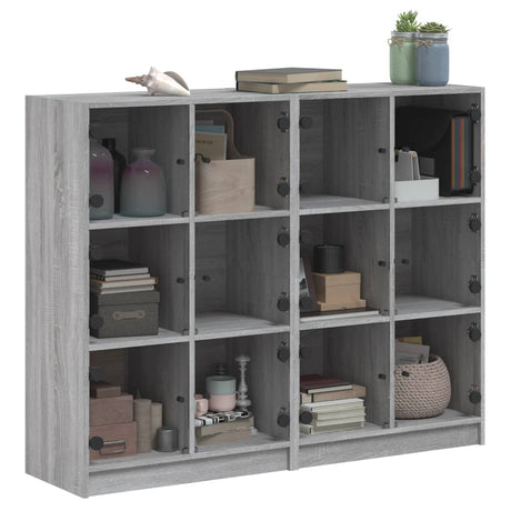 Boekenkast met deuren 136x37x109 cm hout grijs sonoma eiken - AllerleiShop