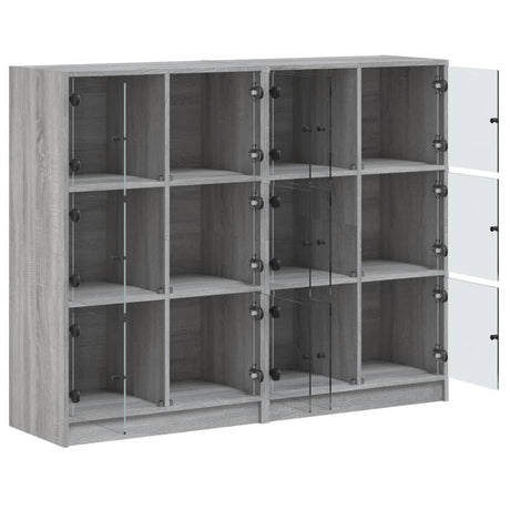 Boekenkast met deuren 136x37x109 cm hout grijs sonoma eiken - AllerleiShop