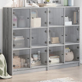 Boekenkast met deuren 136x37x109 cm hout grijs sonoma eiken - AllerleiShop