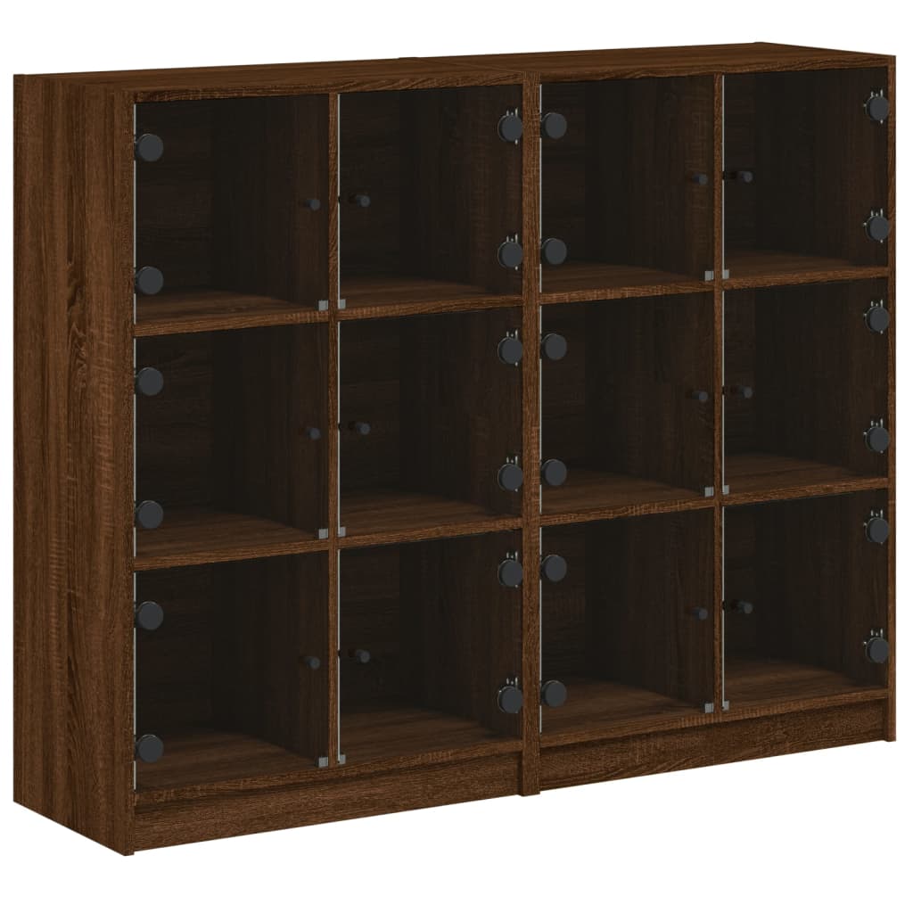 Boekenkast met deuren 136x37x109 cm hout bruin eikenkleur - AllerleiShop