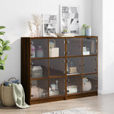 Boekenkast met deuren 136x37x109 cm hout bruin eikenkleur - AllerleiShop