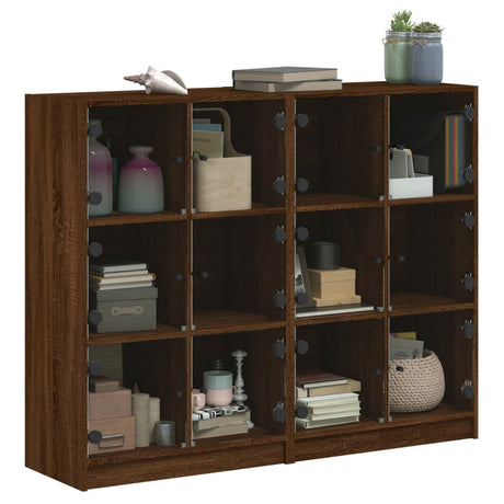 Boekenkast met deuren 136x37x109 cm hout bruin eikenkleur - AllerleiShop