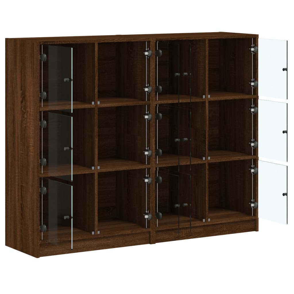 Boekenkast met deuren 136x37x109 cm hout bruin eikenkleur - AllerleiShop