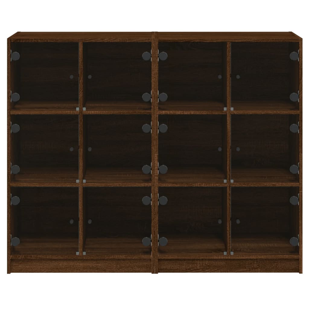 Boekenkast met deuren 136x37x109 cm hout bruin eikenkleur - AllerleiShop