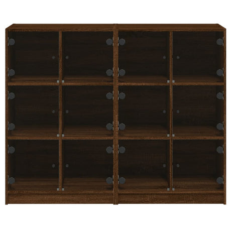 Boekenkast met deuren 136x37x109 cm hout bruin eikenkleur - AllerleiShop