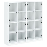 Boekenkast met deuren 136x37x142 cm bewerkt hout wit - AllerleiShop