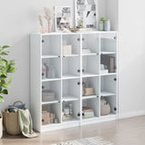 Boekenkast met deuren 136x37x142 cm bewerkt hout wit - AllerleiShop