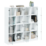 Boekenkast met deuren 136x37x142 cm bewerkt hout wit - AllerleiShop