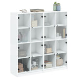 Boekenkast met deuren 136x37x142 cm bewerkt hout wit - AllerleiShop