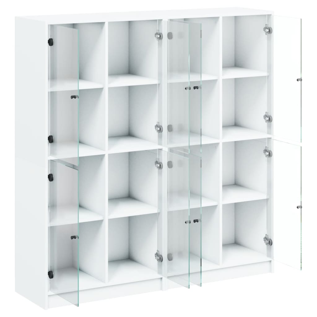 Boekenkast met deuren 136x37x142 cm bewerkt hout wit - AllerleiShop