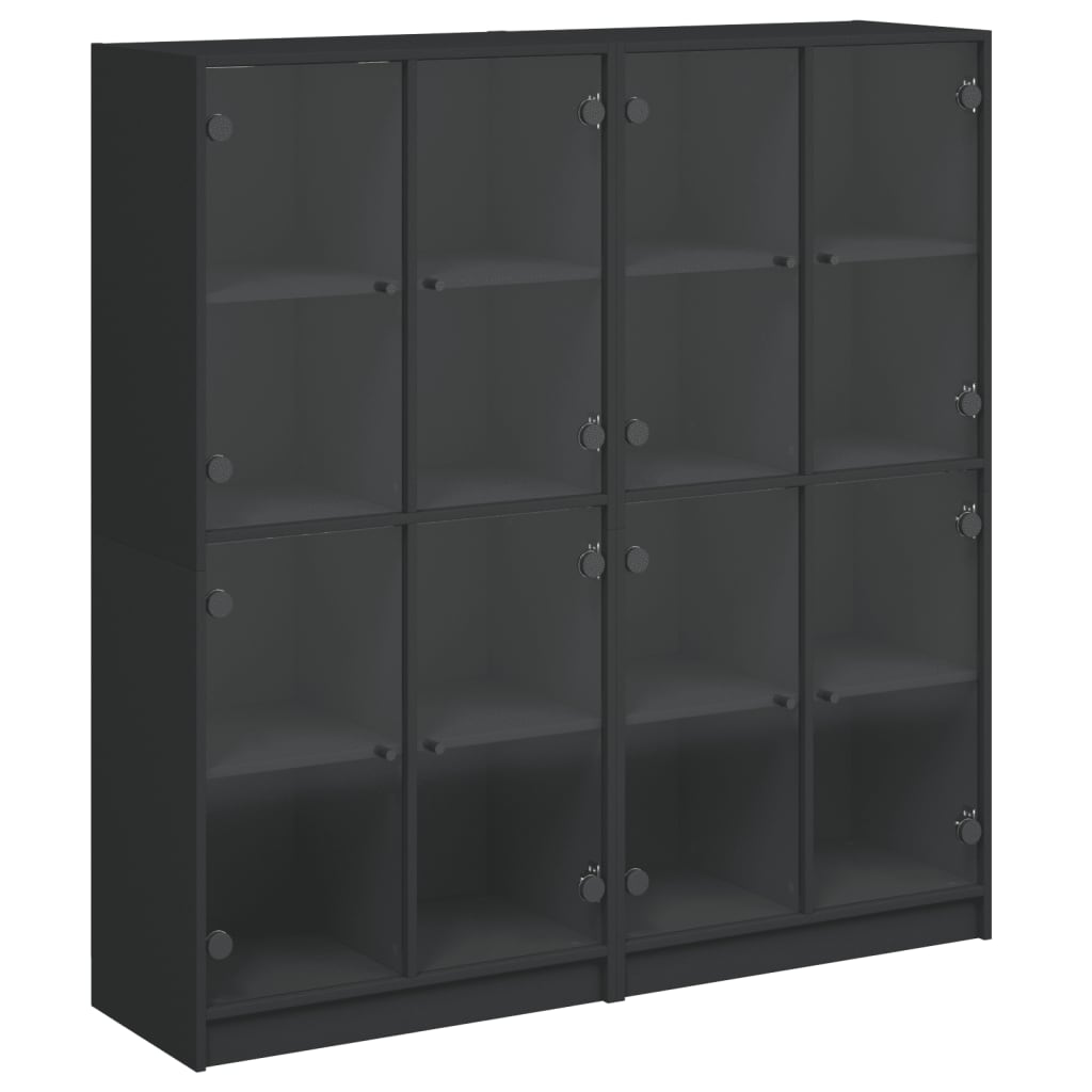 Boekenkast met deuren 136x37x142 cm bewerkt hout zwart - AllerleiShop