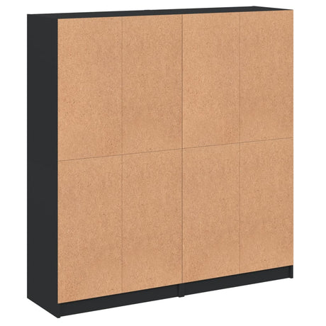 Boekenkast met deuren 136x37x142 cm bewerkt hout zwart - AllerleiShop