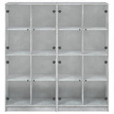 Boekenkast met deuren 136x37x142 cm bewerkt hout betongrijs - AllerleiShop