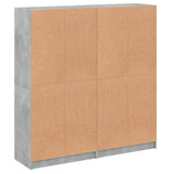 Boekenkast met deuren 136x37x142 cm bewerkt hout betongrijs - AllerleiShop