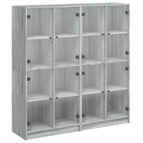 Boekenkast met deuren 136x37x142 cm hout grijs sonoma eiken - AllerleiShop