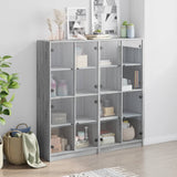 Boekenkast met deuren 136x37x142 cm hout grijs sonoma eiken - AllerleiShop