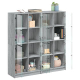 Boekenkast met deuren 136x37x142 cm hout grijs sonoma eiken - AllerleiShop