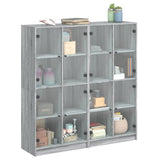 Boekenkast met deuren 136x37x142 cm hout grijs sonoma eiken - AllerleiShop