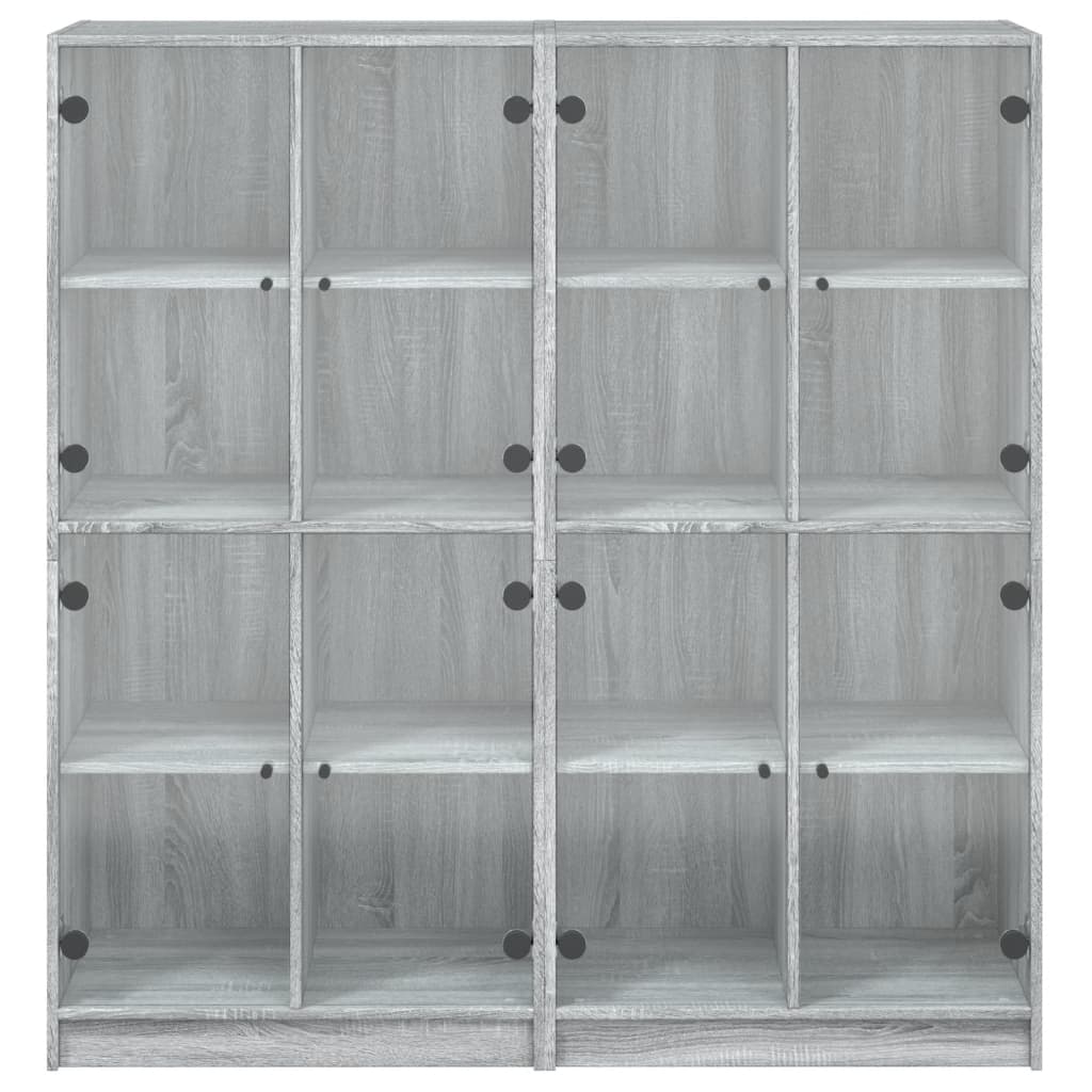 Boekenkast met deuren 136x37x142 cm hout grijs sonoma eiken - AllerleiShop