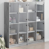 Boekenkast met deuren 136x37x142 cm hout grijs sonoma eiken - AllerleiShop