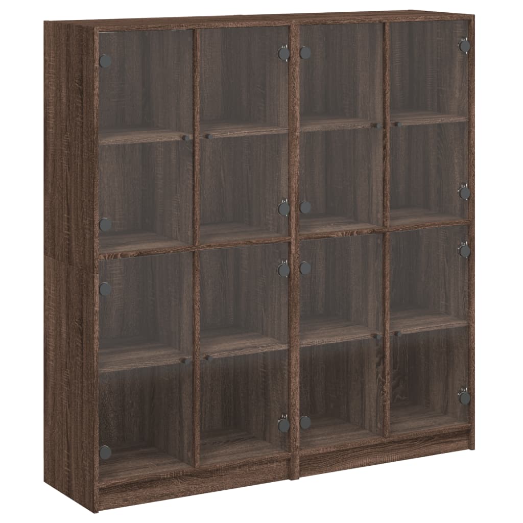 Boekenkast met deuren 136x37x142 cm hout bruin eikenkleur - AllerleiShop