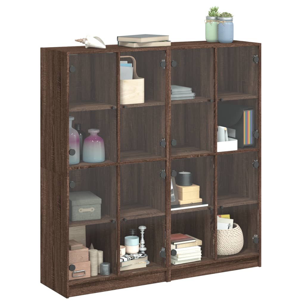 Boekenkast met deuren 136x37x142 cm hout bruin eikenkleur - AllerleiShop