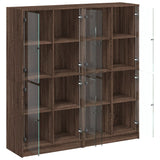 Boekenkast met deuren 136x37x142 cm hout bruin eikenkleur - AllerleiShop