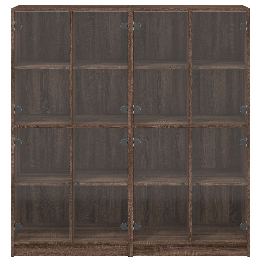 Boekenkast met deuren 136x37x142 cm hout bruin eikenkleur - AllerleiShop