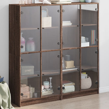 Boekenkast met deuren 136x37x142 cm hout bruin eikenkleur - AllerleiShop