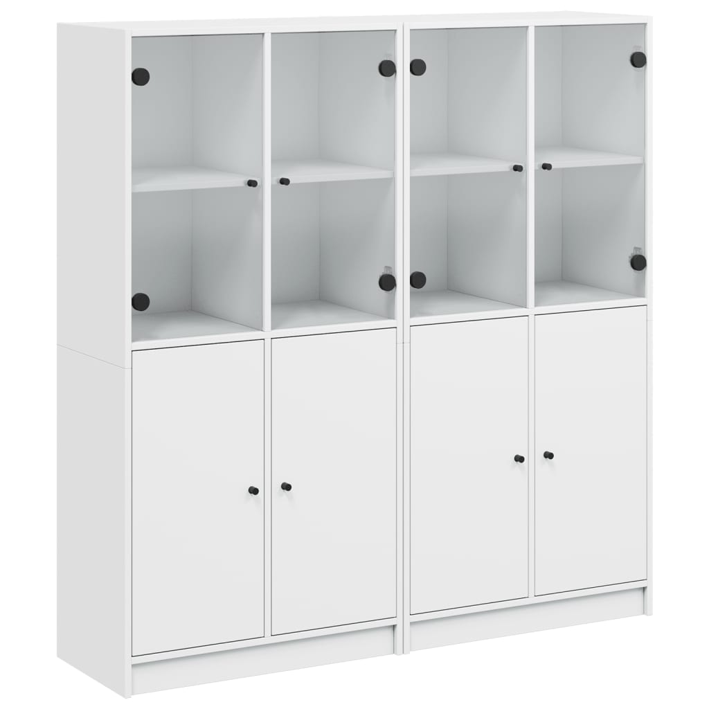 Boekenkast met deuren 136x37x142 cm bewerkt hout wit - AllerleiShop