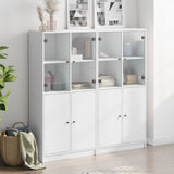 Boekenkast met deuren 136x37x142 cm bewerkt hout wit - AllerleiShop