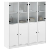 Boekenkast met deuren 136x37x142 cm bewerkt hout wit - AllerleiShop