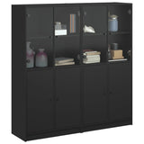 Boekenkast met deuren 136x37x142 cm bewerkt hout zwart - AllerleiShop