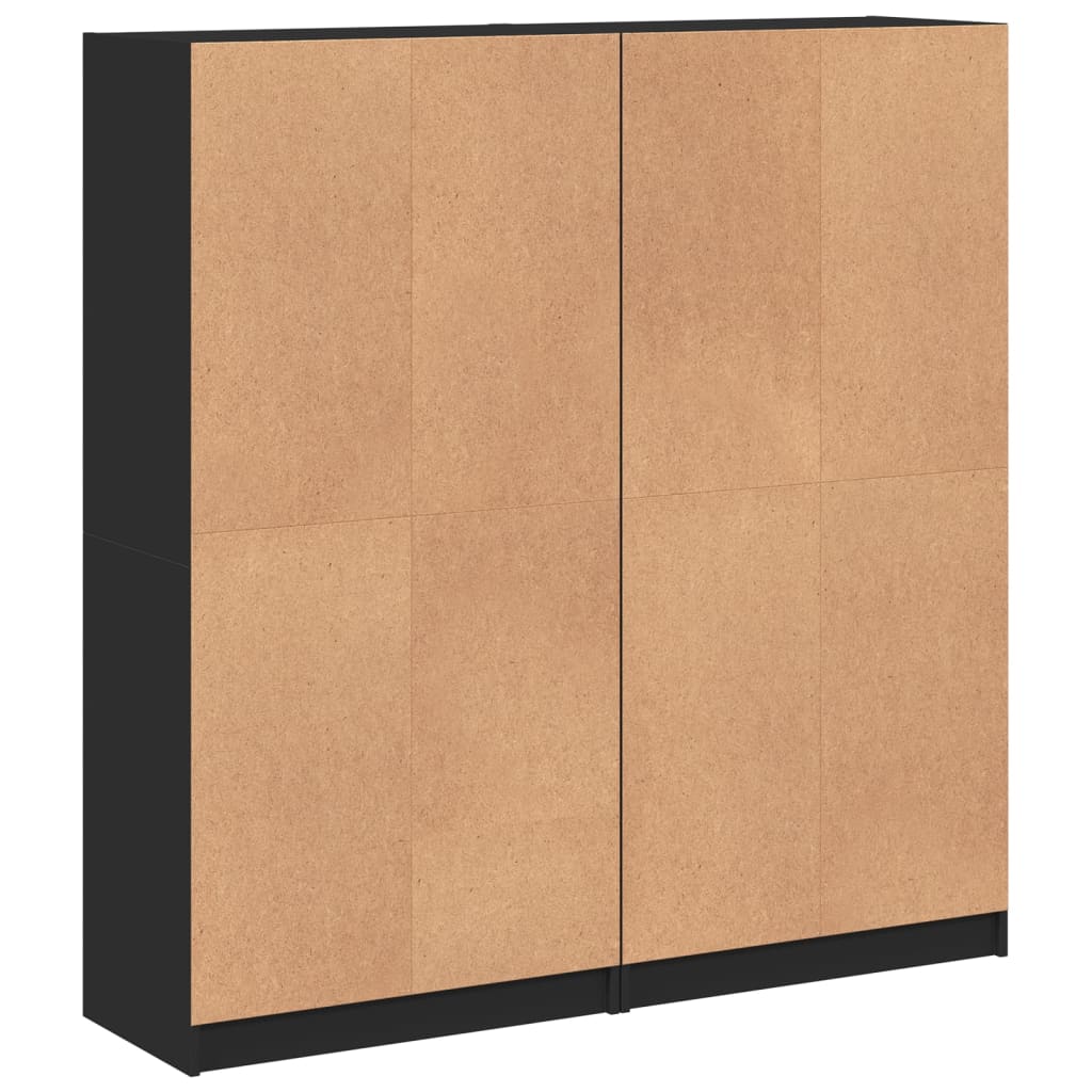 Boekenkast met deuren 136x37x142 cm bewerkt hout zwart - AllerleiShop