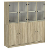 Boekenkast met deuren 136x37x142 cm hout sonoma eikenkleurig - AllerleiShop