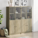 Boekenkast met deuren 136x37x142 cm hout sonoma eikenkleurig - AllerleiShop