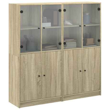 Boekenkast met deuren 136x37x142 cm hout sonoma eikenkleurig - AllerleiShop